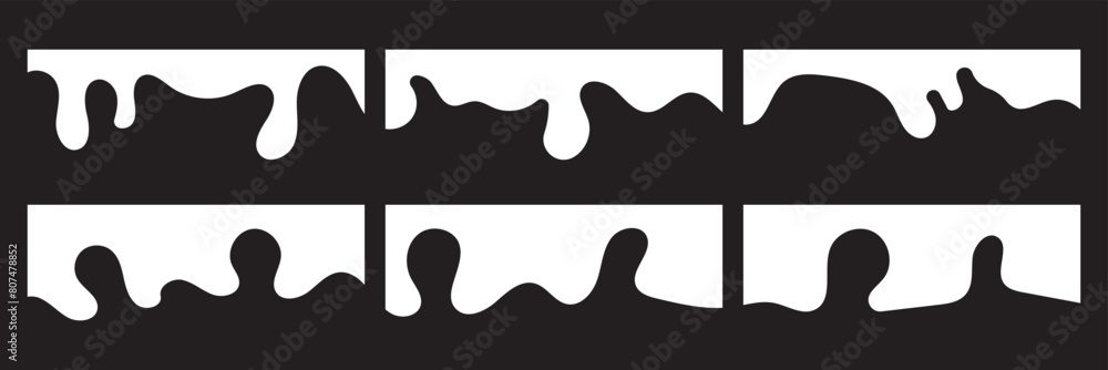 Poster vector set of template dividers with drops, waves and geometric shapes. wave shape, curve line, drop
