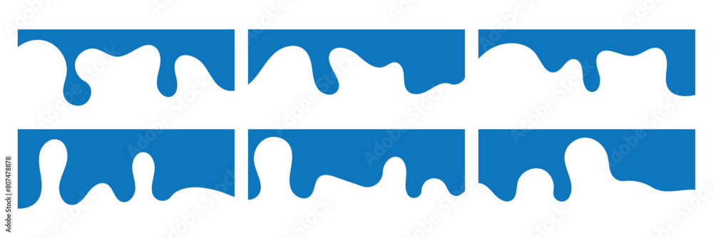 Poster vector set of template dividers with drops, waves and geometric shapes. wave shape, curve line, drop