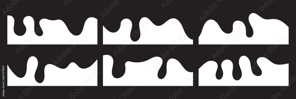 Poster vector set of template dividers with drops, waves and geometric shapes. wave shape, curve line, drop