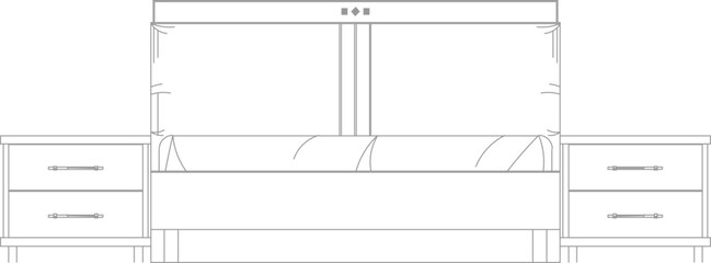 vector illustration sketch design of old classic vintage ethnic bedroom 