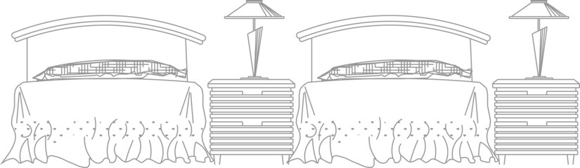 vector illustration of a modern minimalist bedroom design sketch