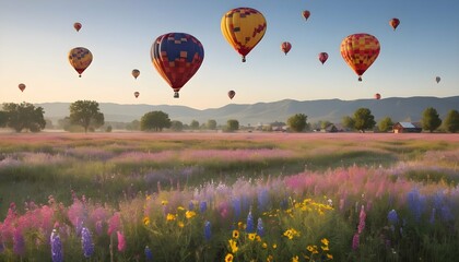 A hot air balloon festival with balloons floating upscaled 4