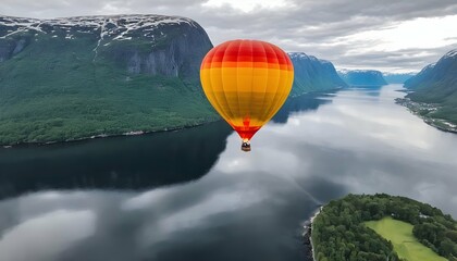 Fototapeta na wymiar A hot air balloon adventure journeying through th upscaled 9