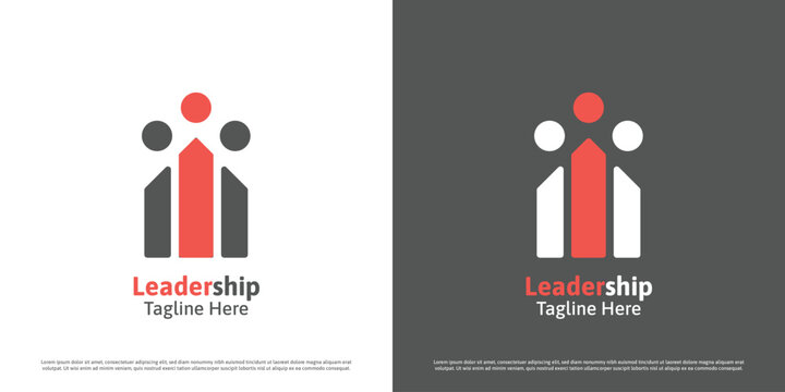 Work leader logo design illustration. Silhouettes of people workers senior junior employer manager supervisor boss founder businessman collaborate teamwork. Minimal simple flat business icon symbol.