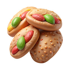 3D chocolate chip cookies isolated