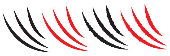 Animal Claw scratches icon vector. Cat tiger scratches paw shape. isolated on White background. Cat tiger scratches signs. 11:11