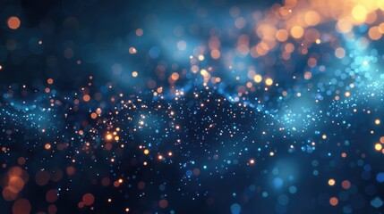 Blue luminous neon particle structure. Digital cyberspace futuristic science fiction background