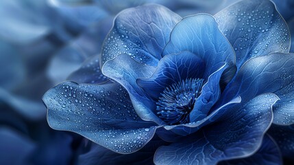 Capture the intense vibrancy of a single cobalt blue flower petal, showcasing intricate details and delicate textures with a watercolor painting technique