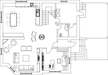 vector illustration, sketch design, architectural plan, classic old house, vintage villa, stopover 