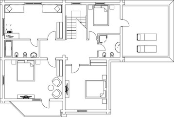vector illustration, sketch design, architectural plan, classic old house, vintage villa, stopover