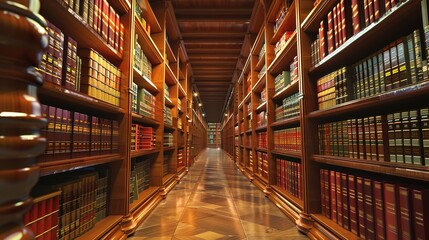 Amazing Law Library, Rows of Books and Legal References in a Law Firm