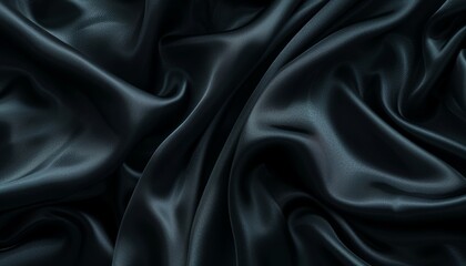 Fototapeta premium Close-up of rich black satin fabric, perfect for luxurious and elegant designs.