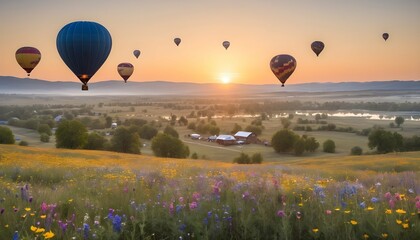 A hot air balloon festival with balloons floating upscaled 6
