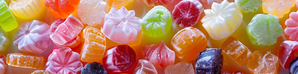 Vibrant Assortment of Colorful Jelly Candies in Various Shapes