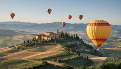 A hot air balloon festival with balloons soaring upscaled 2