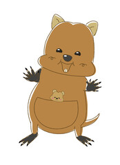 笑顔で手を振るクオッカのイラスト