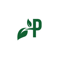 Letter P Leaf logo icon vector template