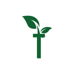 Naklejka premium Letter T Leaf logo icon vector template