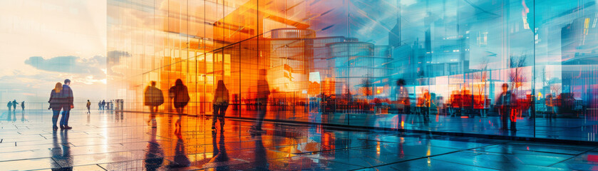 Capturing the unique reflections of contemporary glass buildings through multiple exposure techniques