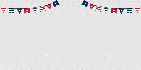 Obraz premium american holiday celebration background with free copy space area. design with flag ornament for banner, greeting card, poster, web, social media.