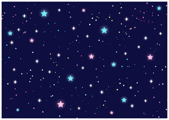 宇宙、ファンシー、夜、背景、イラスト、かわいい、カラフル © nana10n no AI