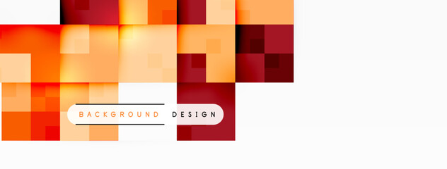 A vibrant design with red and orange squares on a white border backdrop. The colorfulness and symmetry create a bold pattern, perfect for a logo or brand