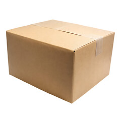 Empty cardboard box isolated on transparent background packaging box mock