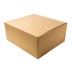 Empty cardboard box isolated on transparent background packaging box mock
