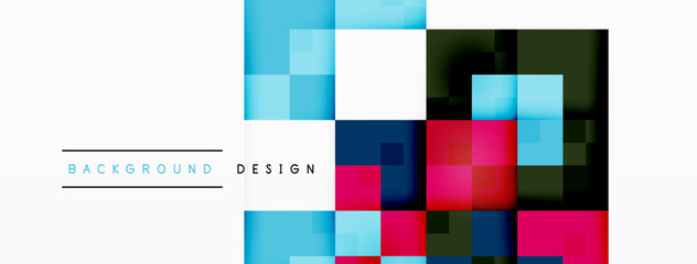 Colorfulness and symmetry come together in this artistic design featuring rectangles of azure, aqua, and other tints and shades on a white background