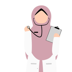 Hijabi muslim doctor cartoon illustration