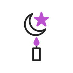 Candle icon duotone purple black ramadan illustration