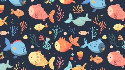 Naklejka premium Seamless cartoon pattern wallpaper