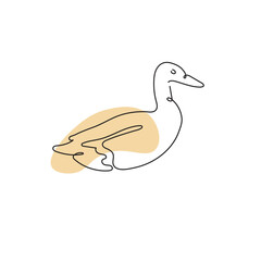 Duck continuous one line drawing. Vector illustration