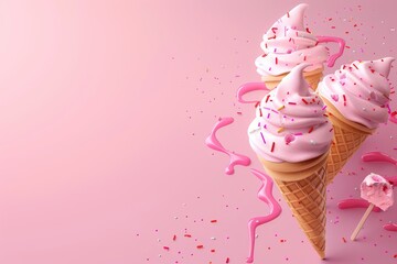 National Ice Cream Day Poster design background - generative ai