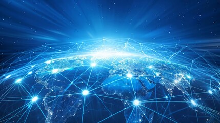 Fototapeta premium Blue glowingnetwork of connections around the.