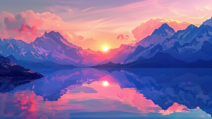 Witness the Majesty of a Mountain Sunrise, Where the Sky Ignites with a Symphony of Colors