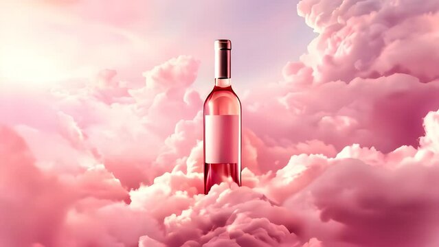 bottle of drink with cloud background