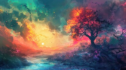 Colourful painting wallpaper