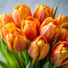 copyspace with orange and yellow tulips closeup of flower