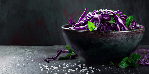 a bowl of purple cabbage salad, generative AI - Powered by Adobe