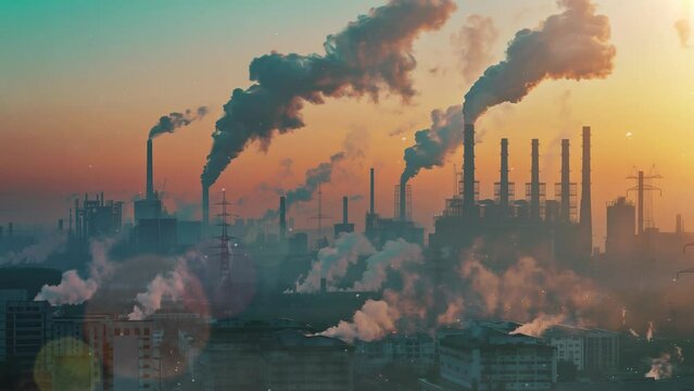 environment and ecology background. co2 emissions illustration. seamless looping overlay 4k virtual video animation background