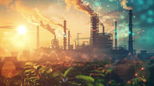 ecology and carbon illustration. environment concept  with  co2 emissions illustration. seamless looping overlay 4k virtual video animation background