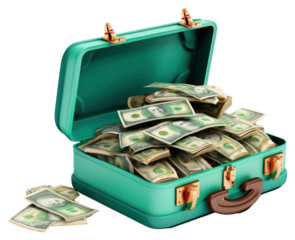 PNG Money suitcase transparent background investment.