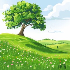 Green Fields Background Illustration