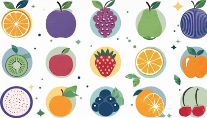 Colorful Cartoon Fruits | Set of Cartoon Fruits | Tropical Cartoon Fruit Clip Art |Ready-to-Use Flat Design Fruits | Vector Cartoon Fruits for Design Projects