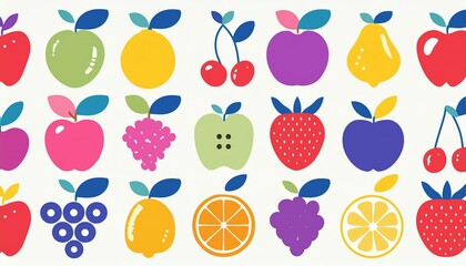 seamless pattern with fruits | A Rainbow of Fruits | Tutti Frutti | Mixed Fruits Clip Art | Exotic Fruits Clip Art | Flat Design Fruits