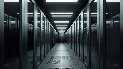 A glimpse of the entrance to a futuristic high performance datacenter, Ai Generated - obrazy, fototapety, plakaty