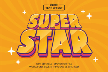 Super star editable text effect template, 3d style typography, premium vector