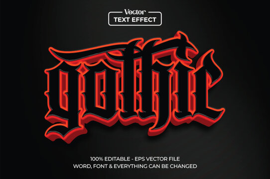 red hardcore gothic theme editable text effect