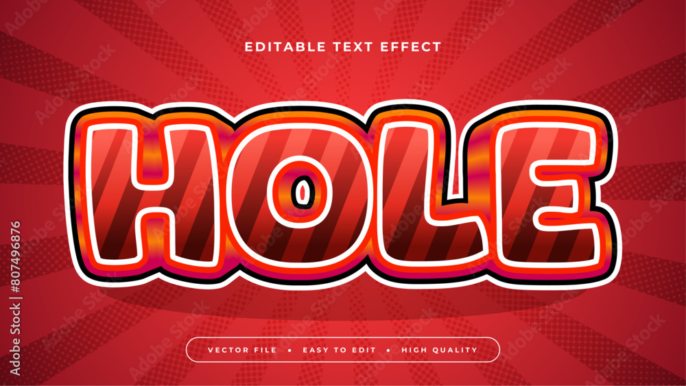 Wall mural red and white hole 3d editable text effect - font style